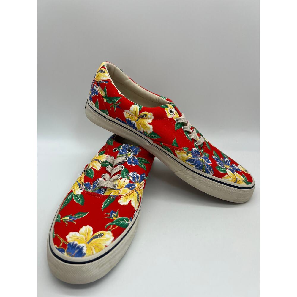 Polo Ralph Lauren Men's Thorton Canvas Shoes Floral Red Size 10D NEW - Picture 5 of 16